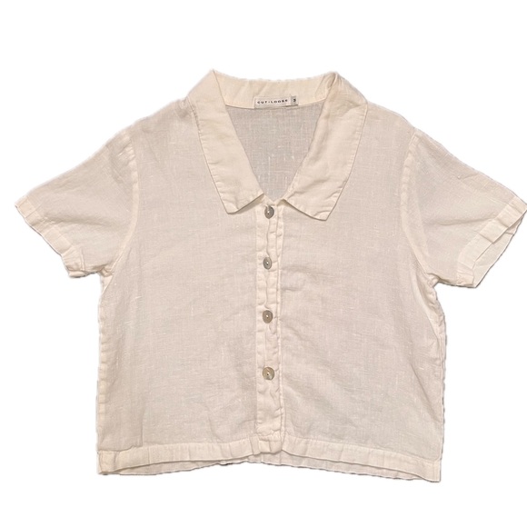 Cut Loose Short sleeve white Linen Button Up Shirt Size medium - Picture 2 of 10